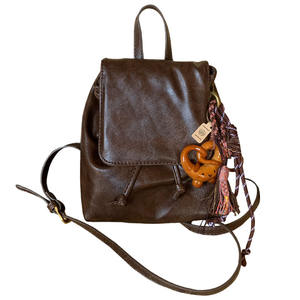 Retro Coffee Leather <b>Small</b> <b>Backpack</b> With Detachable Strap Water Resistant Everyday Use Fall 2024 - Product Image 5