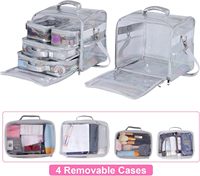 Sac de maquillage transparent personnalisé KONCAI avec paillettes brillantes, imperméable, organiseur de voyage avec 4 pochettes amovibles