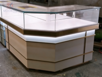 Vitrine de présentation de bijoux en forme de U carrée pour centre commercial, armoire modulaire en verre avec éclairage LED, tiroirs de rangement, vente au détail de bijoux, écologique