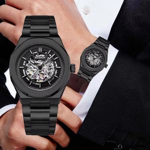 Reloj Mecánico Personalizado con Esfera Hueca y Logotipo Personalizado, Reloj de Pulsera para Hombre de Acero Inoxidable 316L de Dos Tonos con Mecanismo Visible - Product Image 4