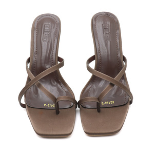 Moda de verano para mujer, tacones altos con punta cuadrada, Sexy Stiletto, Color sólido para la noche, Brisa, viaje, sandalias transfronterizas para exteriores - Product Image 5