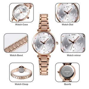 Montre à quartz authentique pour femme, bracelet carré en acier inoxydable avec accents de diamants, montre décontractée et professionnelle étanche - Product Image 3