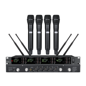 Système de microphone sans fil professionnel OEM DA-8024 4 canaux UHF PLL de haute qualité avec métal pour conférence et karaoké - Product Image 1