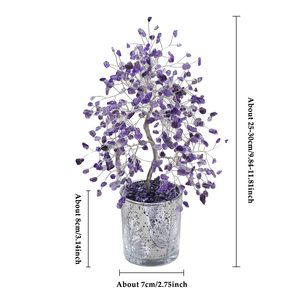 Bonsaï <span class=keywords><strong>en</strong></span> cristal de citrine améthyste fait à la main <span class=keywords><strong>en</strong></span> pierres précieuses naturelles dans un pot <span class=keywords><strong>en</strong></span> <span class=keywords><strong>verre</strong></span> décoratif pour décoration de bureau à domicile et cadeau - Product Image 2