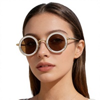 Nouvelles lunettes de soleil rondes de style européen et américain, monture intégrale, UV400, unisexe adulte, rétro, tendance, personnalisées, transfrontalières