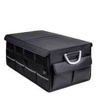 Grande boîte de rangement pliable pour coffre de voiture, en polyester imperméable de luxe, avec couvercle rigide, poignée en alliage d'aluminium et bande réfléchissante