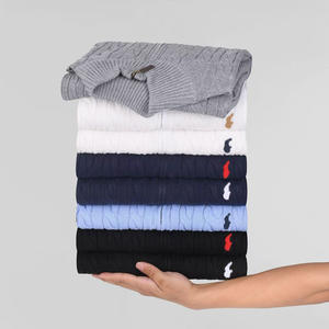 Pull <span class=keywords><strong>Polo</strong></span> en Maille de Coton Brodé de Luxe Ralphes Casual Quarter Zip Pria, Pulls Personnalisés RL Laurenes pour Hommes - Product Image 1