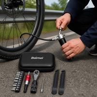 Kit de réparation rapide pour vélo BaiMei WX-2, comprenant des leviers de pneu, une pompe, une clé à douille, des embouts de tournevis, pour l'entretien professionnel du cyclisme