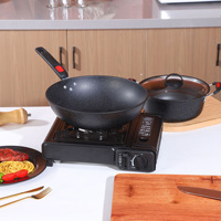 Ensemble de Batterie de Cuisine Antiadhésive en Pierre Médicale et Blé: Wok, Marmite et Poêle à Frire