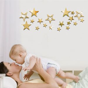 Autocollants muraux décoratifs créatifs pour la maison, étoiles en miroir acrylique, embellissement de la chambre d'enfant, autocollants muraux très vendus - Product Image 3