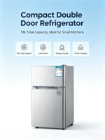 Mini Refrigerador Eléctrico Compacto de Doble Puerta, Eficiente Energéticamente, Bajo Nivel de Ruido, para Hotel, Dormitorio, Apartamento Pequeño