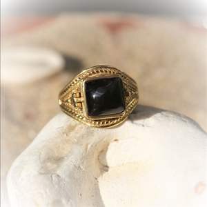 <b>Vintage</b> Square Gemstone Rings for Men Handmade Brass Signet Rings with Natural Stones, Wholesale Men <b>Jewelry</b> - Product Image 2