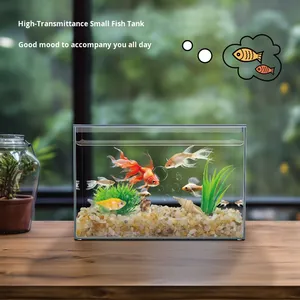 Aquarium van acryl met hoge helderheid - glazen look met deksel, voor goudvis, <span class=keywords><strong>betta</strong></span> en kleine vissen - Product Image 5