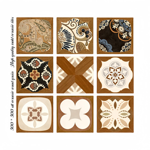 Mosaico de <span class=keywords><strong>madera</strong></span> de 300x300mm Retro francés, azulejo de cerámica de porcelana, pared mate antideslizante, azulejos de suelo de 4mm-12mm para cocina, inodoro, 5mm - Product Image 1