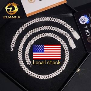 <span class=keywords><strong>Cadena</strong></span> <span class=keywords><strong>de</strong></span> Eslabón Cubano <span class=keywords><strong>de</strong></span> <span class=keywords><strong>8mm</strong></span> en <span class=keywords><strong>Plata</strong></span> 925 con Diamante <span class=keywords><strong>de</strong></span> Moissanita Hip Hop, Certificado GRA, Envío Rápido y Stock Local - Product Image 3