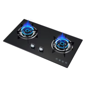 Piano Cottura a <span class=keywords><strong>Gas</strong></span> a 2 Fuochi per Uso Domestico e Commerciale, in Vetro Temperato, da Incasso, Fornello a <span class=keywords><strong>Gas</strong></span> Intelligente - Product Image 1