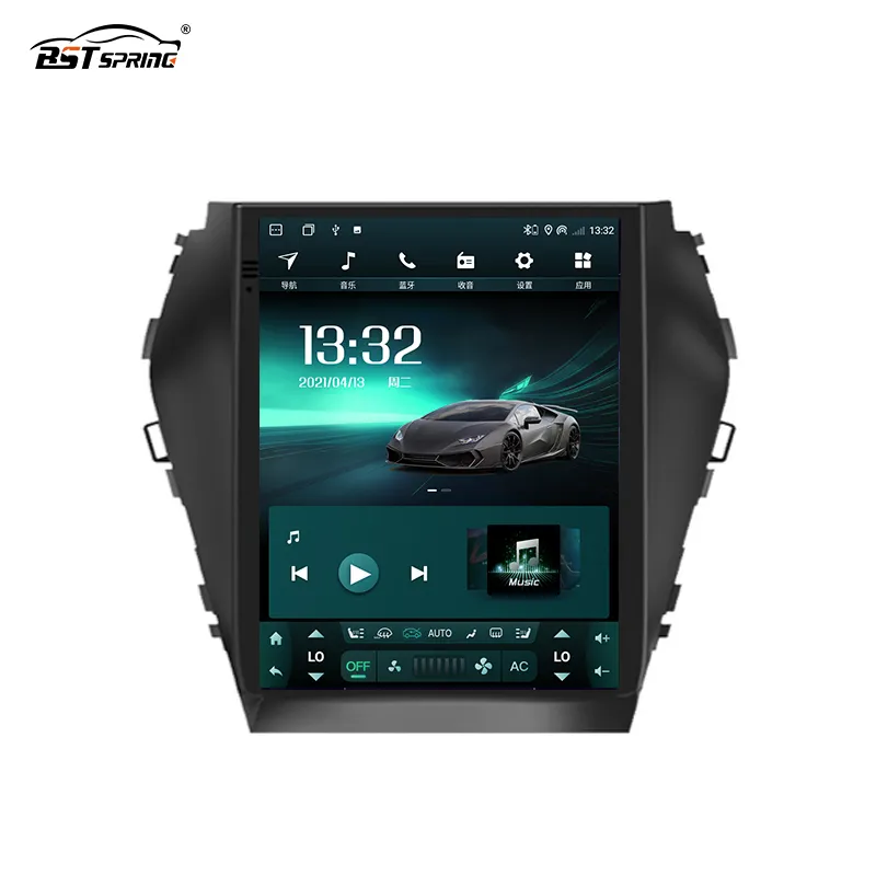 Bosstar Tesla Gaya 10.4 Inch Android Car Dvd Player Head Unit Radio untuk Hyundai Santa Fe Ix45 2013-2016 gps Navigasi