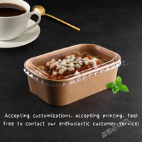 Récipient alimentaire jetable chinois ODM OEM de 500/650/750/1000ml, emballage multi-grilles en papier kraft pour restauration rapide, boîte en papier à emporter