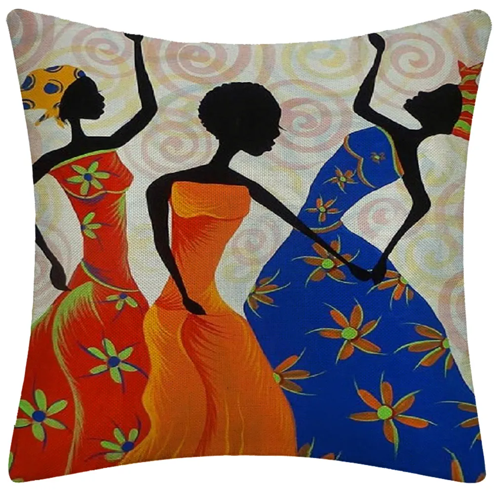 अफ़्रीकी कला जातीय जनजाति लेडी लिविंगरूम सजावटी तकिया मामले गृह सजावट स्क्वायर तकिए लिनन थ्रो तकिया कवर