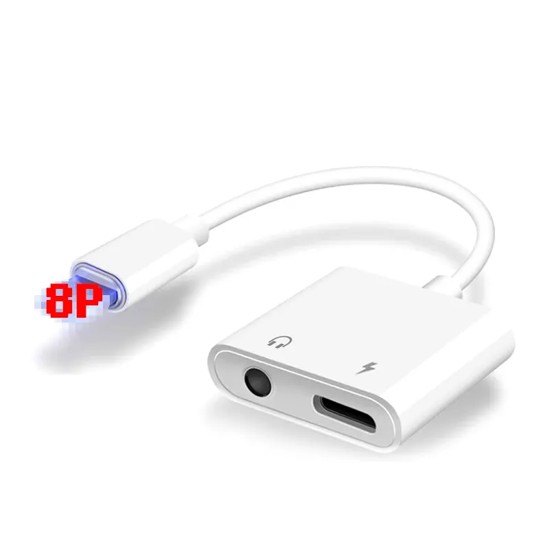 For iphone White 8Pin To daul port Earphone Adapter cable 2 in 1 mini charging audio adapter