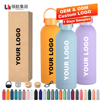 Gourde d'eau isotherme LINHON chic à double paroi en acier inoxydable 500 ml, réutilisable, personnalisable avec impression sérigraphiée, pour le sport