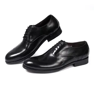 Hot Selling Luxury Men Dress Leather Oxford Shoes Lace up Black Handmade Formal Italian Style Business Party Customized Shoes