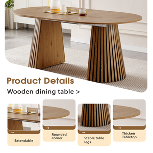 Table à manger ovale extensible élégante <span class=keywords><strong>en</strong></span> MDF de 120-160 cm pour la maison, l'hôtel et les espaces de restauration – Nouveauté 2025 à prix compétitif - Product Image 1