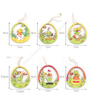 Adorno Colgante de Madera con Forma de Conejo para Decoración de Pascua AA288, Conejito de Madera Colorido - Product Image 5