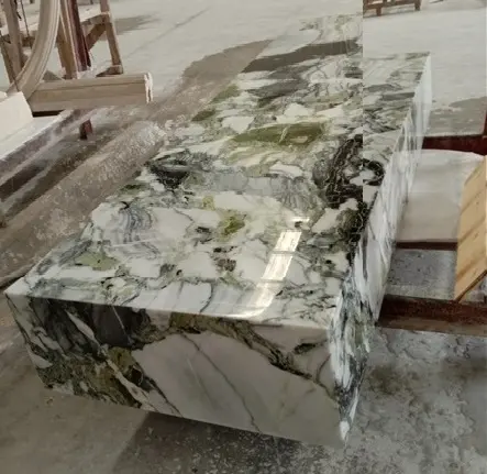 Doğal taş yeşil yeşim granit yuvarlak masa iş başında açık, mobilya resepsiyon masası lüks tasarım özel desen