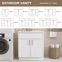 Meuble de salle de bain moderne minimaliste haut de gamme en MDF, autoportant, base blanche mate, sans dessus, avec 2 portes