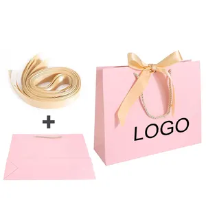 Toptan Deluxe mat hediye alışveriş kağıt torbalar özel LOGO giyim ambalaj poşetleri