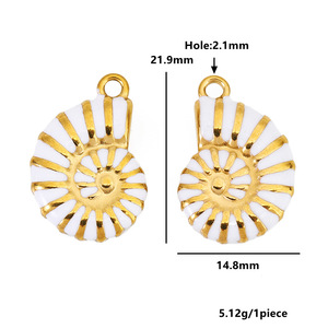 Pendentif Coquillage en Acier Inoxydable Forme Conque, Apprêts Bijoux DIY, Plaqué Multicolore pour Fabrication de Colliers et Bracelets - Product Image 2