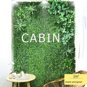 Decoración de Pared con Plantas Artificiales, Flores y Hierba de Plástico, Estilo Simple, Fondo Rojo, para Arreglos de Paisajismo - Product Image 3