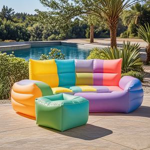 インフレータブルキャンプラウンジャーソファバックピロークッションチェアブローアップシートエアラウンジャーレインボーインフレータブルソファ - Product Image 5
