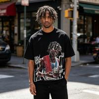 T-shirts graphiques de luxe personnalisés 280 g/m² style vintage hip-hop, impression numérique, coupe lourde, mode streetwear estivale