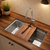 Évier de cuisine moderne en acier inoxydable 304 argenté, à cuve unique, à encastrer sous plan, sans robinet, design monotrou