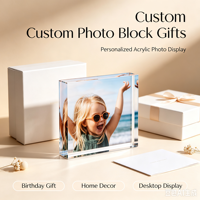 Commande en gros de blocs rectangulaires en acrylique personnalisés avec logo, impression UV photo, sur pied, pour décoration de bureau, souvenir, Fujian