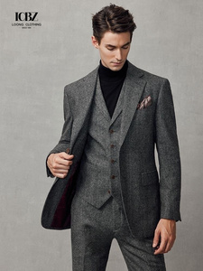 Trajes para hombres Traje de ajuste regular de 3 piezas Patrón floral Blazer Chaqueta Chaleco Pantalones Traje de hombre Conjunto para boda - Product Image 4