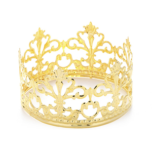 Vente en gros de couronnes de décorations de fête de mariage ensemble de mini couronnes de décoration de gâteau de pary pour filles accessoires de gâteau de couronne en métal doré - Product Image 2