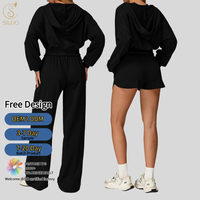 Shorts de sport taille haute personnalisés en tissu intelligent anti-plis, ensemble de survêtements et de joggers grande taille, ensemble de yoga
