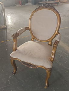 <span class=keywords><strong>Fauteuil</strong></span> en bois sculpté style <span class=keywords><strong>Louis</strong></span> <span class=keywords><strong>XV</strong></span> avec feuilles d'or, chaise d'appoint rembourrée de style provincial français - Product Image 4