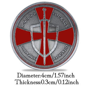 Рыцари Тамплиер Красный Крест вызов монета старинные серебряные памятные монеты украшения дома - Product Image 2