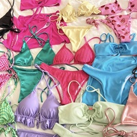 Bedrukt Logo Oem Mode Patroon Badmode Badkleding Badpakken Micro Thong Mini Custom Vrouwen Bikini Set