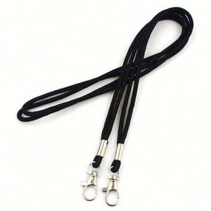 Wholesale Fashion Round Cord <b>Blank</b> Neck Strap Black Nylon Rope Lanyards Custom - Product Image 2