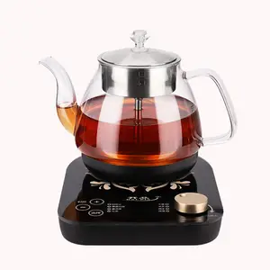 Temperature Control Gooseneck Glass Household Tea Hotel Electric Kettle Tray Set For Guest Room