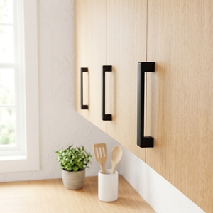 Modern <strong>Square</strong> Flat Matt <strong>Black</strong> Aluminum 76/96/128/160/305mm Kitchen Cabinet Dresser <strong>Drawer</strong> Furniture OEM Factory High Quality - Product Image 5