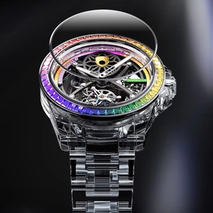 Reloj Tourbillon BG7002 para hombre con incrustaciones de cristal, piedras preciosas transparentes, diamantes de colores y movimiento automático. - Product Image 4
