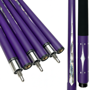 Taco de billar americano morado de fibra de carbono de 1/2 pieza con unión de acero inoxidable, 19 oz, para billar de bola 9 - Product Image 1
