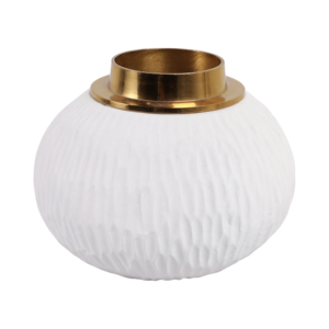 Vaso medio in resina con bordo in metallo, bianco, decorativo, per soggiorno, decorazioni per la casa, camera da letto, vanità - Product Image 4