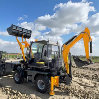Escavatore Caricatore KUUGAO Usato in Vendita, Attrezzatura Agricola e da Costruzione, Motore Diesel 4WD, Pompa ad Alta Potenza, Mini Escavatore per Fattoria